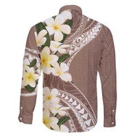 Aloha Hawaii Festive Family Matching Off Shoulder Short Dress and Hawaiian Shirt Frangipani Lace Classic - Beige