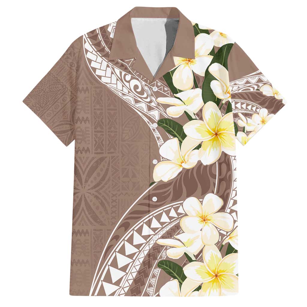 Aloha Hawaii Festive Family Matching Summer Maxi Dress and Hawaiian Shirt Frangipani Lace Classic - Beige