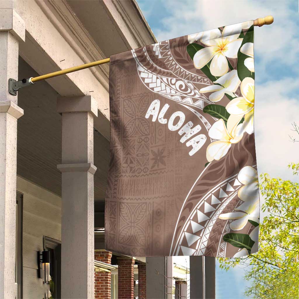 Aloha Hawaii Festive Garden Flag Frangipani Lace Classic - Beige LT7 House Flag Beige - Polynesian Pride
