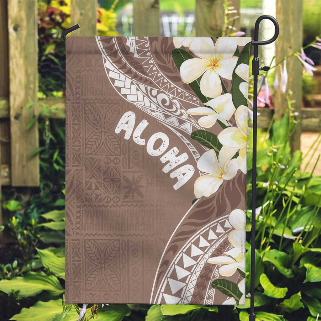 Aloha Hawaii Festive Garden Flag Frangipani Lace Classic - Beige LT7 Garden Flag Beige - Polynesian Pride