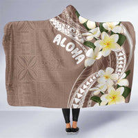 Aloha Hawaii Festive Hooded Blanket Frangipani Lace Classic - Beige LT7 One Size Beige - Polynesian Pride