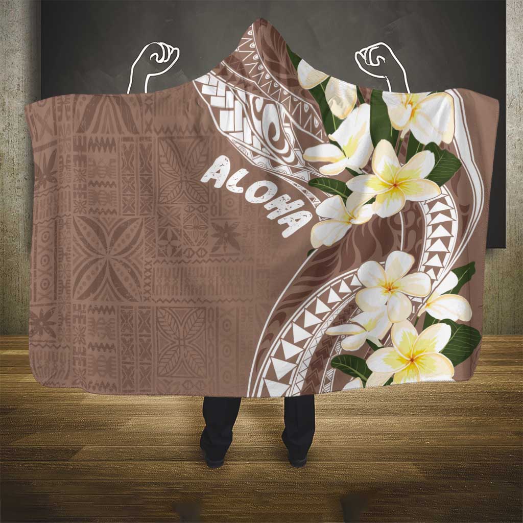 Aloha Hawaii Festive Hooded Blanket Frangipani Lace Classic - Beige LT7 - Polynesian Pride
