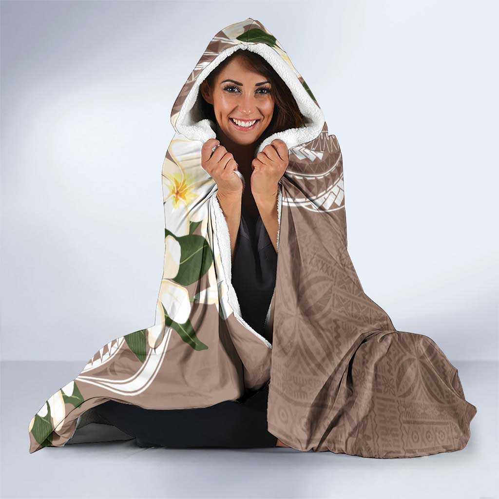 Aloha Hawaii Festive Hooded Blanket Frangipani Lace Classic - Beige LT7 - Polynesian Pride