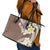 Aloha Hawaii Festive Leather Tote Bag Frangipani Lace Classic - Beige