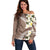 Aloha Hawaii Festive Off Shoulder Sweater Frangipani Lace Classic - Beige