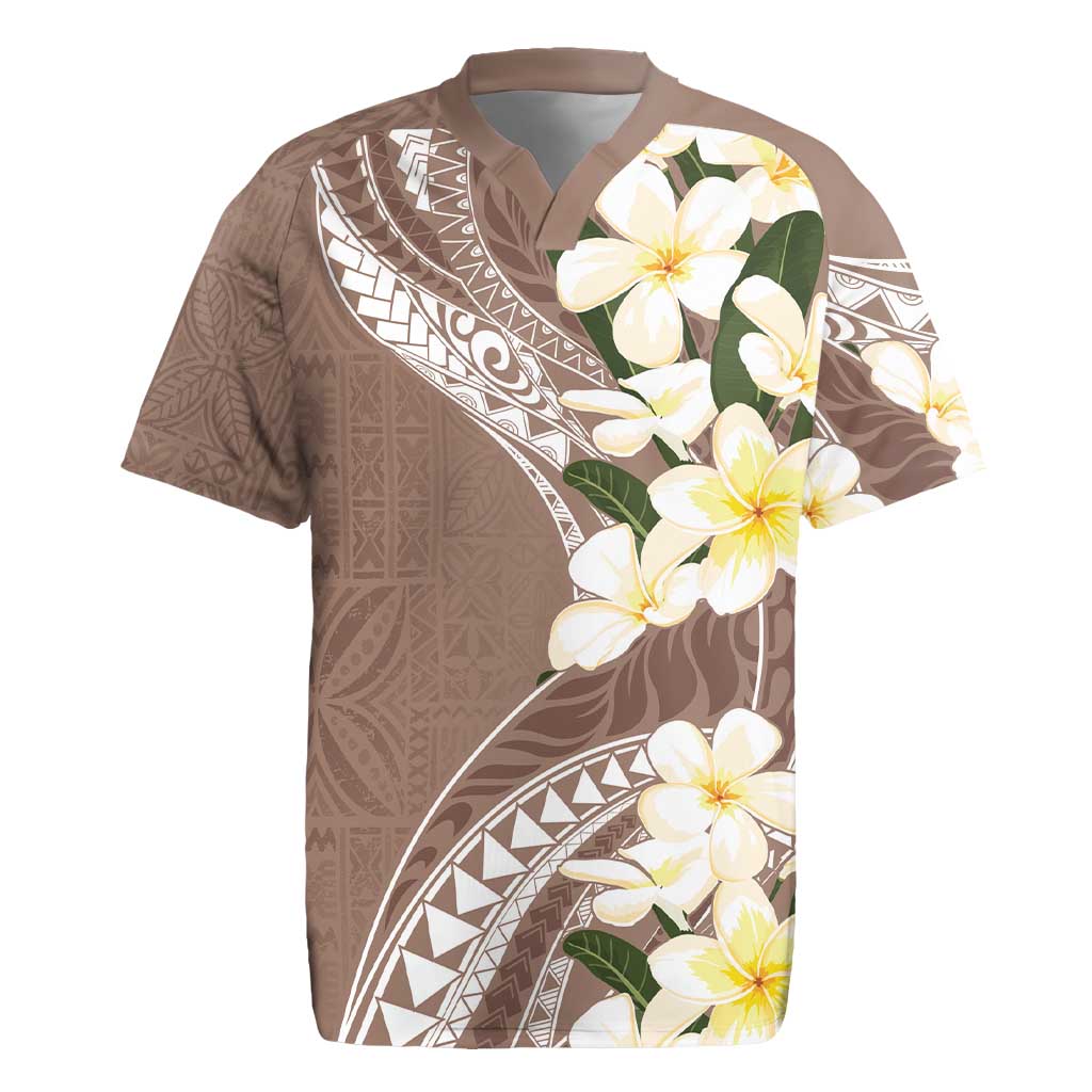 Aloha Hawaii Festive Rugby Jersey Frangipani Lace Classic - Beige LT7 Beige - Polynesian Pride