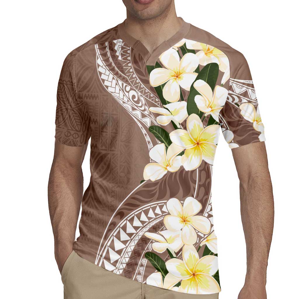 Aloha Hawaii Festive Rugby Jersey Frangipani Lace Classic - Beige LT7 - Polynesian Pride