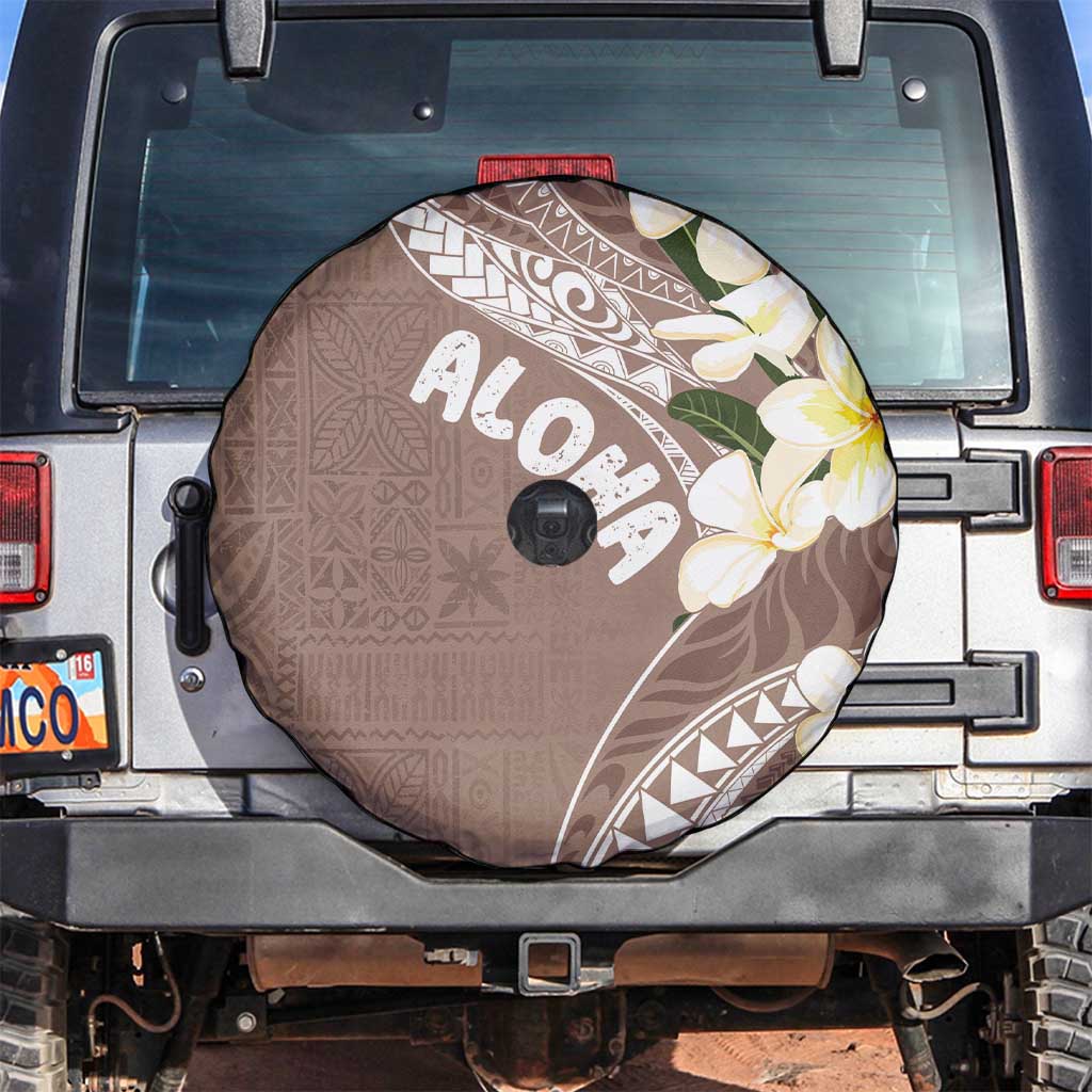 Aloha Hawaii Festive Spare Tire Cover Frangipani Lace Classic - Beige