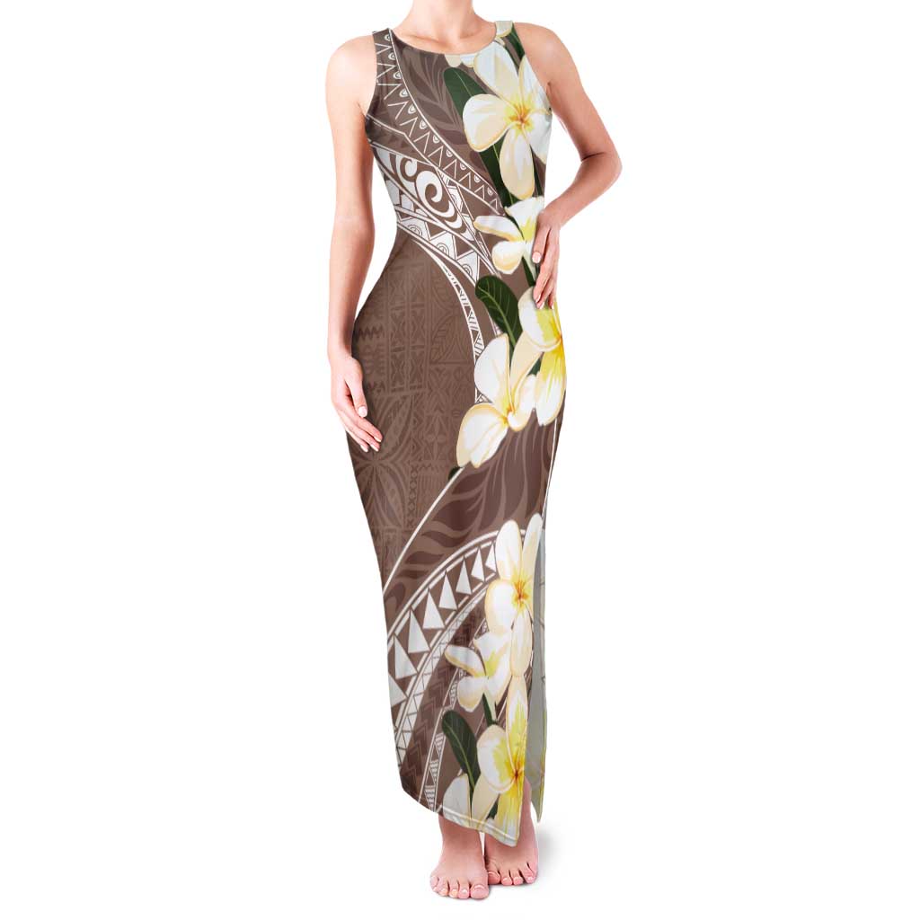 Aloha Hawaii Festive Tank Maxi Dress Frangipani Lace Classic - Beige