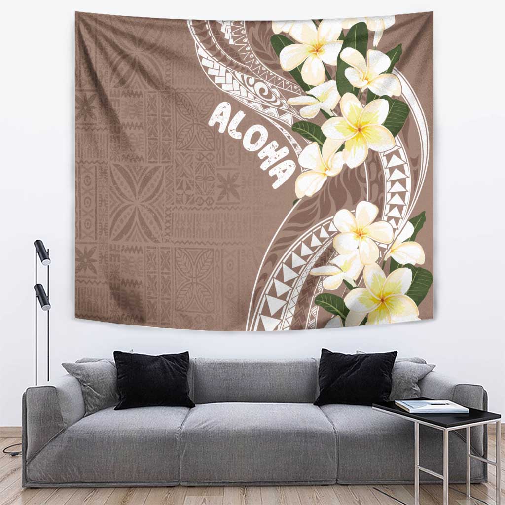 Aloha Hawaii Festive Tapestry Frangipani Lace Classic - Beige