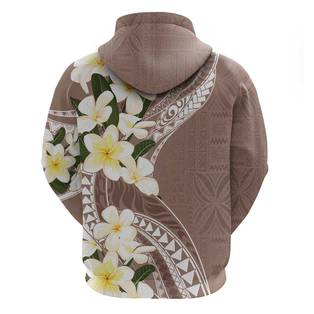 Aloha Hawaii Festive Zip Hoodie Frangipani Lace Classic - Beige