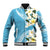 Aloha Hawaii Festive Baseball Jacket Frangipani Lace Classic - Turquoise