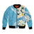 Aloha Hawaii Festive Bomber Jacket Frangipani Lace Classic - Turquoise