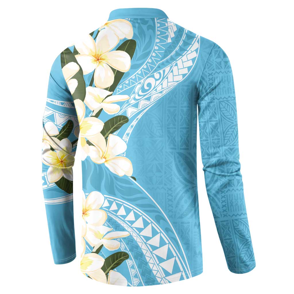 Aloha Hawaii Festive Button Sweatshirt Frangipani Lace Classic - Turquoise LT7 - Polynesian Pride