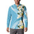 Aloha Hawaii Festive Button Sweatshirt Frangipani Lace Classic - Turquoise