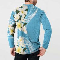 Aloha Hawaii Festive Button Sweatshirt Frangipani Lace Classic - Turquoise LT7 - Polynesian Pride