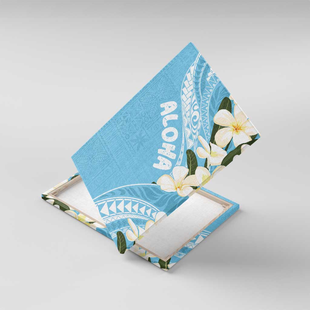 Aloha Hawaii Festive Canvas Wall Art Frangipani Lace Classic - Turquoise LT7 With Frame Turquoise - Polynesian Pride