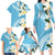 Aloha Hawaii Festive Family Matching Long Sleeve Bodycon Dress and Hawaiian Shirt Frangipani Lace Classic - Turquoise