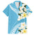 Aloha Hawaii Festive Family Matching Long Sleeve Bodycon Dress and Hawaiian Shirt Frangipani Lace Classic - Turquoise