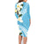 Aloha Hawaii Festive Family Matching Long Sleeve Bodycon Dress and Hawaiian Shirt Frangipani Lace Classic - Turquoise