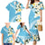 Aloha Hawaii Festive Family Matching Mermaid Dress and Hawaiian Shirt Frangipani Lace Classic - Turquoise