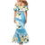 Aloha Hawaii Festive Family Matching Mermaid Dress and Hawaiian Shirt Frangipani Lace Classic - Turquoise