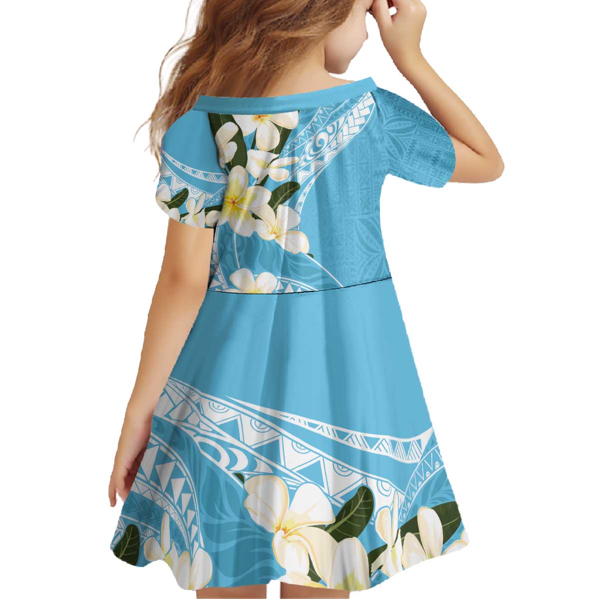 Aloha Hawaii Festive Family Matching Off The Shoulder Long Sleeve Dress and Hawaiian Shirt Frangipani Lace Classic - Turquoise