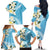 Aloha Hawaii Festive Family Matching Off The Shoulder Long Sleeve Dress and Hawaiian Shirt Frangipani Lace Classic - Turquoise