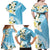 Aloha Hawaii Festive Family Matching Off Shoulder Maxi Dress and Hawaiian Shirt Frangipani Lace Classic - Turquoise