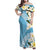 Aloha Hawaii Festive Family Matching Off Shoulder Maxi Dress and Hawaiian Shirt Frangipani Lace Classic - Turquoise