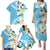 Aloha Hawaii Festive Family Matching Puletasi and Hawaiian Shirt Frangipani Lace Classic - Turquoise