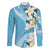 Aloha Hawaii Festive Family Matching Puletasi and Hawaiian Shirt Frangipani Lace Classic - Turquoise