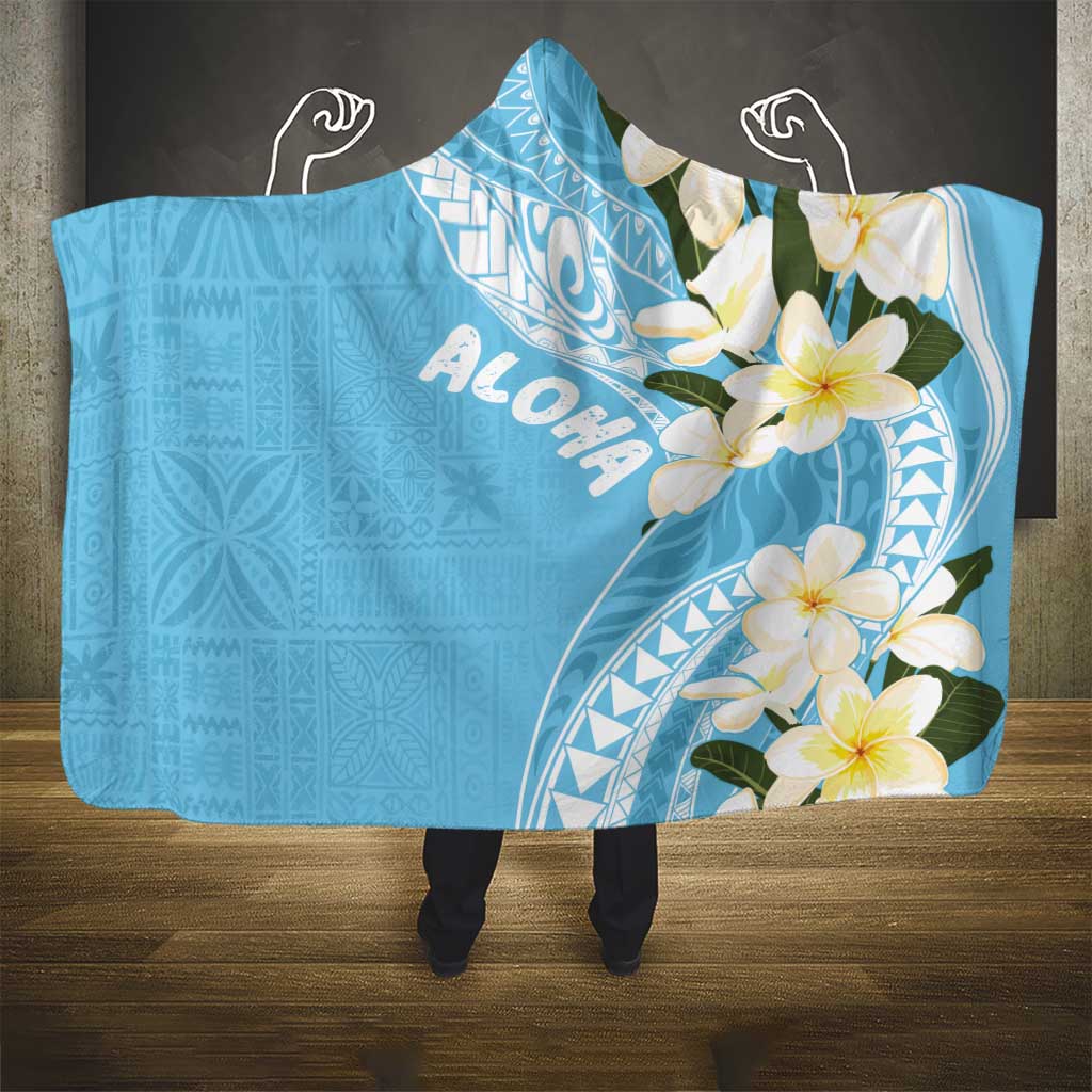 Aloha Hawaii Festive Hooded Blanket Frangipani Lace Classic - Turquoise LT7 - Polynesian Pride