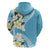 Aloha Hawaii Festive Hoodie Frangipani Lace Classic - Turquoise