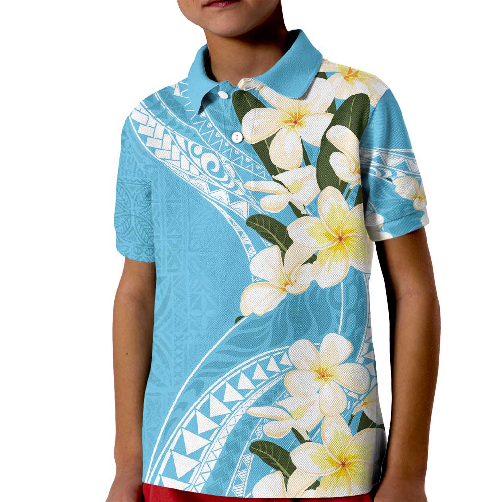 Aloha Hawaii Festive Kid Polo Shirt Frangipani Lace Classic - Turquoise