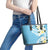 Aloha Hawaii Festive Leather Tote Bag Frangipani Lace Classic - Turquoise