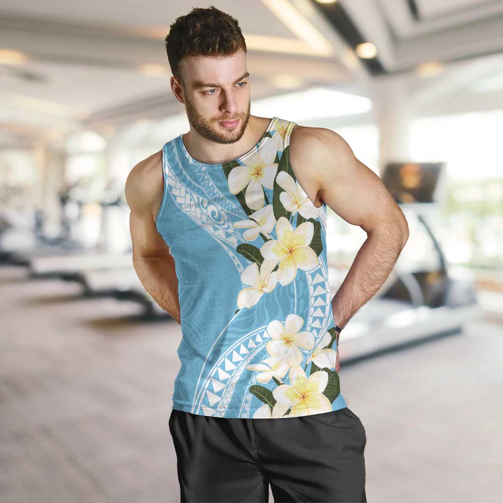 Aloha Hawaii Festive Men Tank Top Frangipani Lace Classic - Turquoise