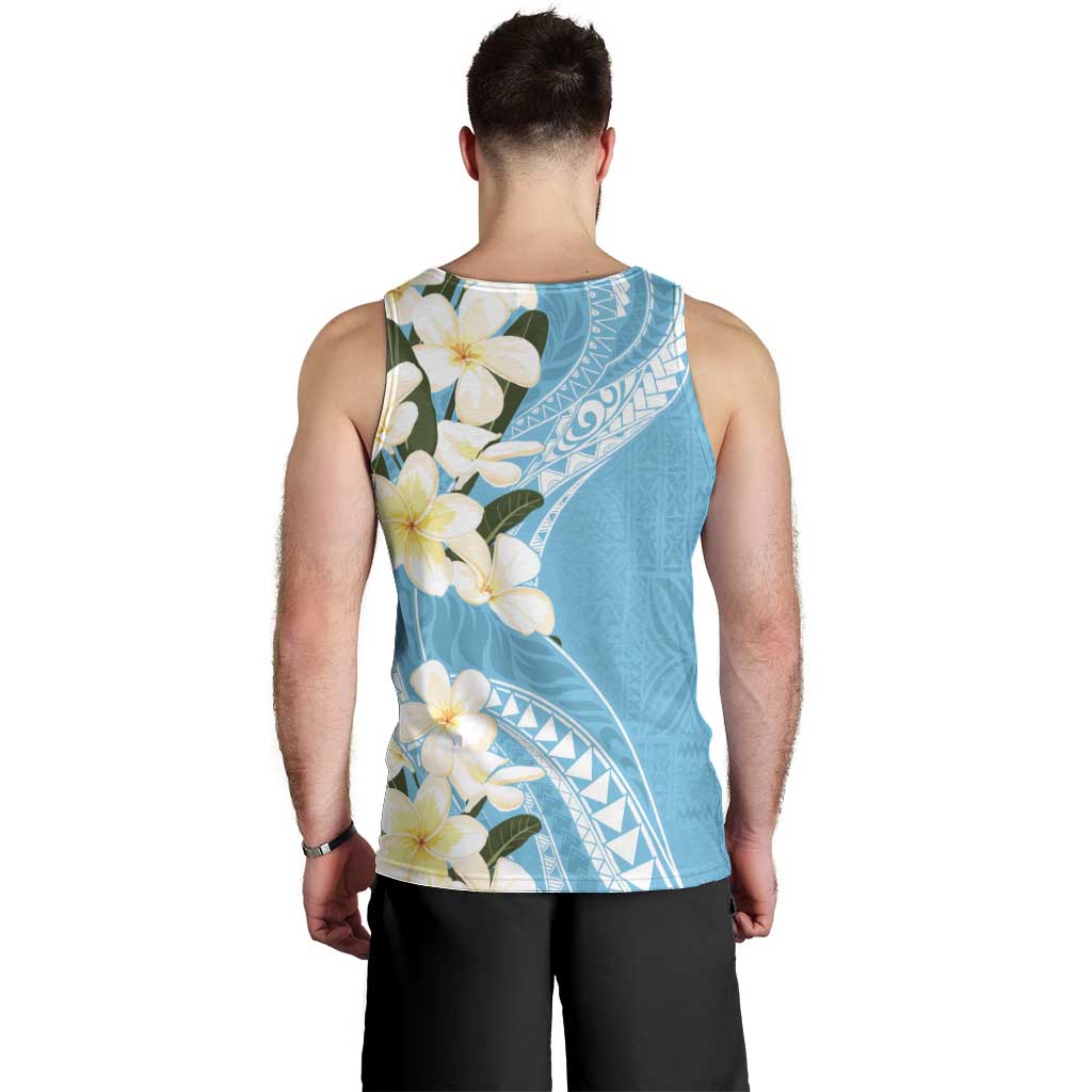 Aloha Hawaii Festive Men Tank Top Frangipani Lace Classic - Turquoise LT7 - Polynesian Pride