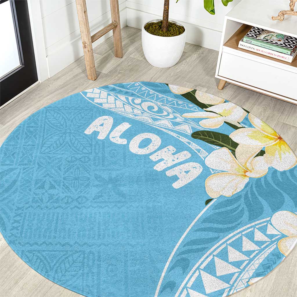 Aloha Hawaii Festive Round Carpet Frangipani Lace Classic - Turquoise