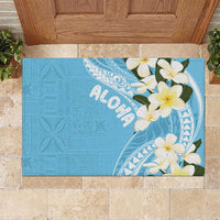 Aloha Hawaii Festive Rubber Doormat Frangipani Lace Classic - Turquoise LT7 Turquoise - Polynesian Pride
