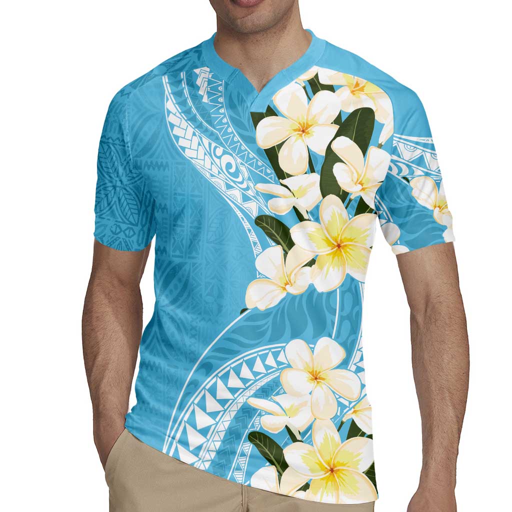 Aloha Hawaii Festive Rugby Jersey Frangipani Lace Classic - Turquoise LT7 - Polynesian Pride