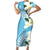 Aloha Hawaii Festive Short Sleeve Bodycon Dress Frangipani Lace Classic - Turquoise