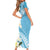 Aloha Hawaii Festive Short Sleeve Bodycon Dress Frangipani Lace Classic - Turquoise