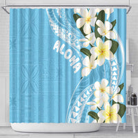 Aloha Hawaii Festive Shower Curtain Frangipani Lace Classic - Turquoise