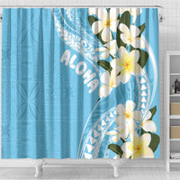 Aloha Hawaii Festive Shower Curtain Frangipani Lace Classic - Turquoise