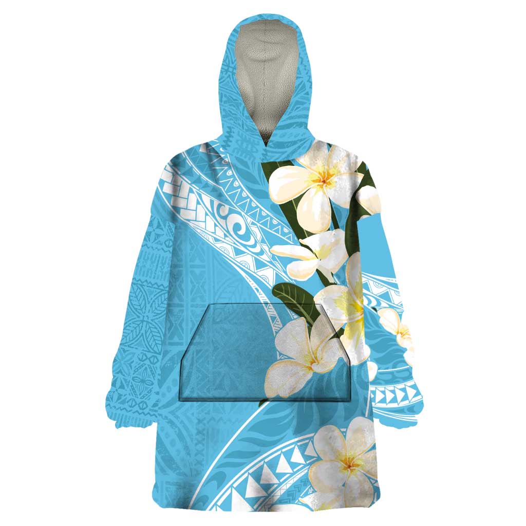 Aloha Hawaii Festive Wearable Blanket Hoodie Frangipani Lace Classic - Turquoise LT7 One Size Turquoise - Polynesian Pride