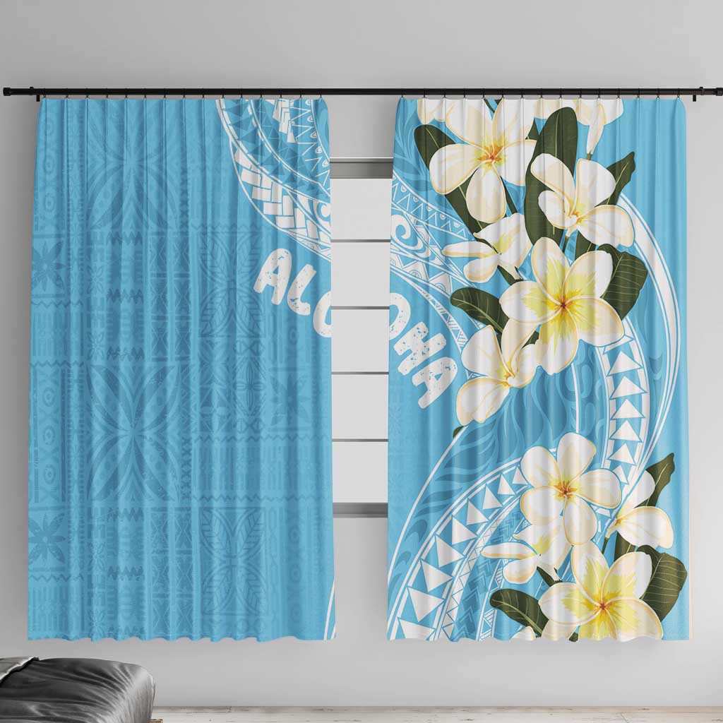 Aloha Hawaii Festive Window Curtain Frangipani Lace Classic - Turquoise LT7 With Hooks Turquoise - Polynesian Pride