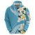 Aloha Hawaii Festive Zip Hoodie Frangipani Lace Classic - Turquoise