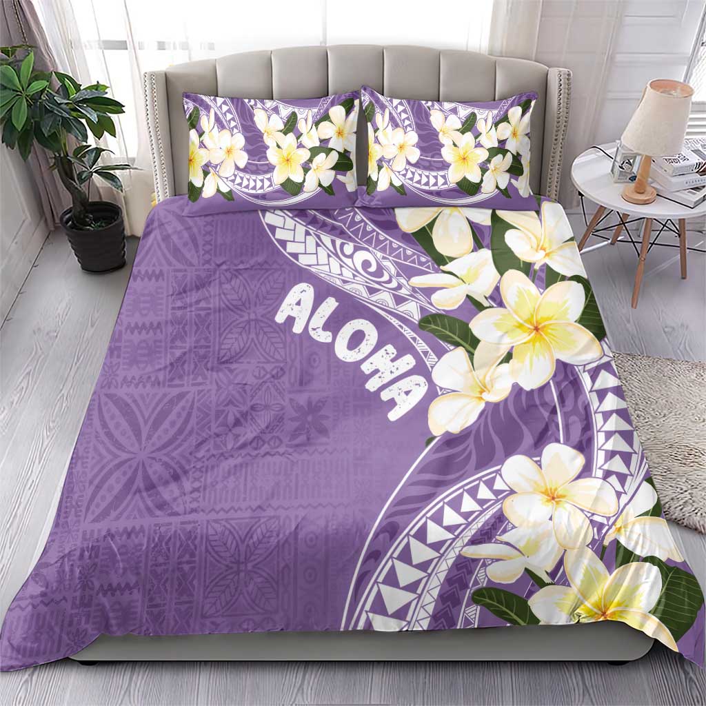 Aloha Hawaii Festive Bedding Set Frangipani Lace Classic - Lavender