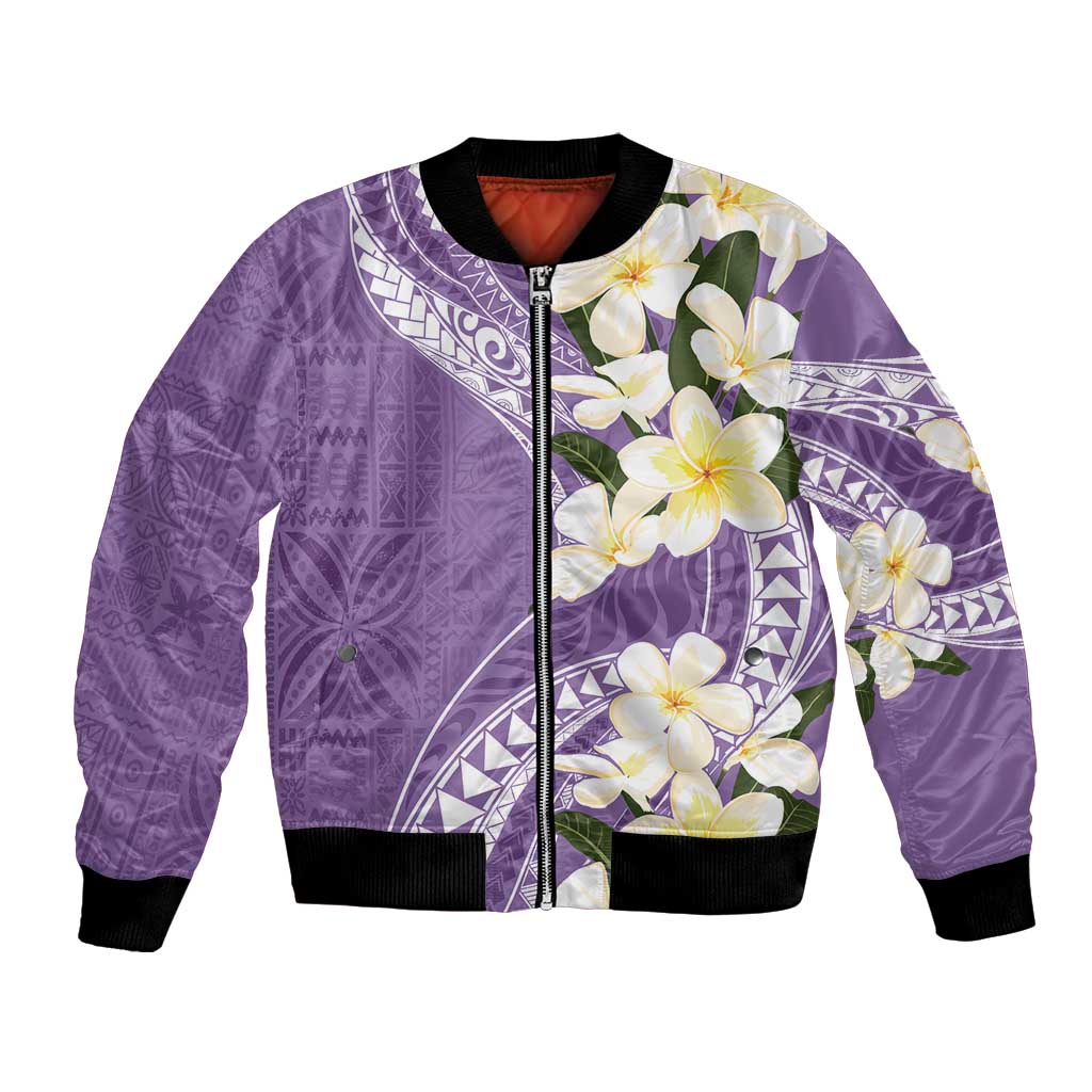 Aloha Hawaii Festive Bomber Jacket Frangipani Lace Classic - Lavender